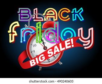 Red alarm clock concept - Black Friday Big Sale