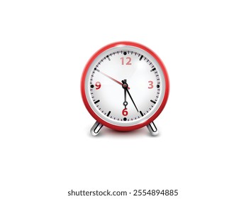 Red Alarm clock. Clock day and night cycle vector illustration. Red Alarm Clock Vector Illustration - Day and Night Cycle Digital Art