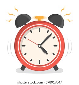 Red alarm clock, flat design, vector eps10 illustration