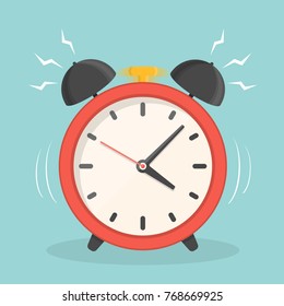Red alarm clock, flat design, vector eps10 illustration