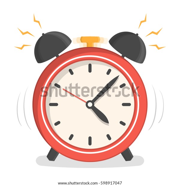 Red Alarm Clock Flat Design Vector Stock Vector (Royalty Free ...