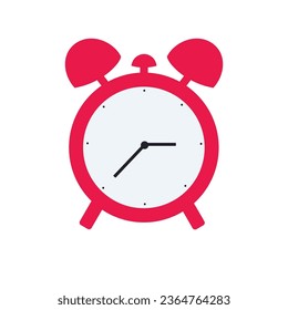 Red alarm clock flat icon design, wake up clock in cartoon style vector illustration