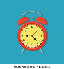 red alarm clock, flat style