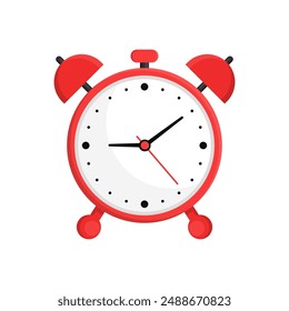 Reloj despertador rojo Ilustración vectorial plana aislado sobre fondo blanco