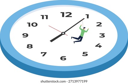 red alarm clock hit the minute hand of a man in a business suit

