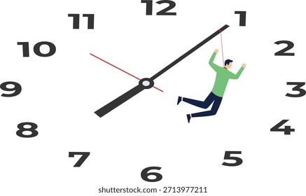 red alarm clock hit the minute hand of a man in a business suit

