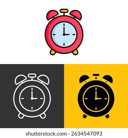 Red Alarm Clock Icon Illustration