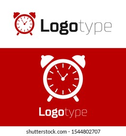 Red Alarm clock icon isolated on white background. Wake up, get up concept. Time sign. Logo design template element. Vector Illustration