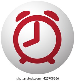 Red Alarm Clock icon on white ball
