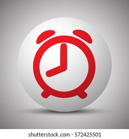 Red Alarm Clock icon on white sphere