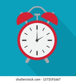 red alarm clock icon- vector illustration