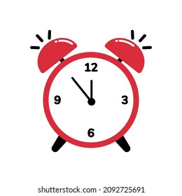 Red alarm clock icon, Vector, Illustration.