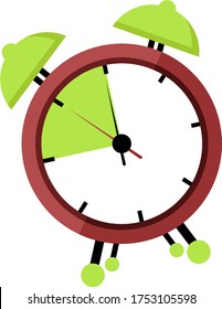 Reloj rojo de alarma, ilustración, vector sobre fondo blanco