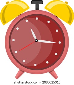 Red alarm clock, illustration, vector on a white background.
