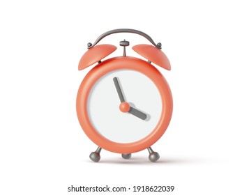 Red alarm clock isolated on white background. Vector illustration