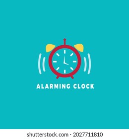  red alarm clock isolated on light cyan background at one o'clock