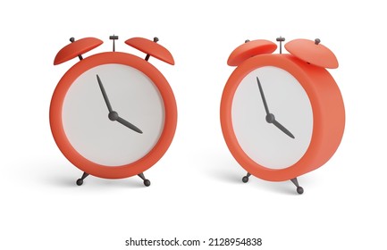 Reloj despertador rojo aislado en fondo blanco. Ilustración del vector