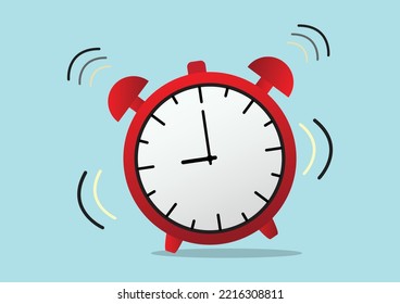 Red alarm clock isolated on blue background. stock illustration