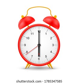 Red alarm clock, isolated realistic 3D mockup