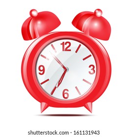 Red alarm clock on a white background.Vector