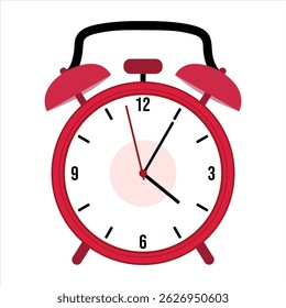 Red alarm clock on white background