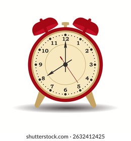 Red alarm clock on white background. vector illustration