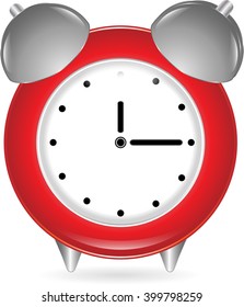 red alarm clock on a white background