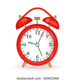 Red alarm clock  on white background. Vector illustration.