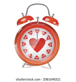 El despertador rojo está sonando. Reloj de alarma retro.