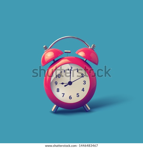 Red\
alarm clock is ringing. Retro alarm clock. -\
Vector