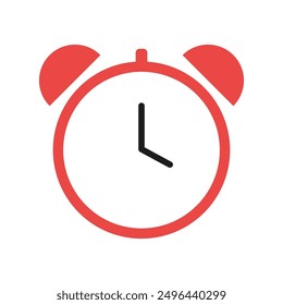 Red alarm clock. Simple outline icon. Minimalistic time symbol. Vector illustration.