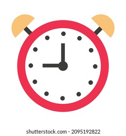 Red alarm clock vector icon. This illustration is ideal for expressing alerts, etc.