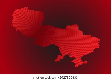 red alarm Poland and Ukraine country map, Ukrainian and Polish blockade of the border between countries, conflict of partnership, crisis between countries banner, web, frame for text