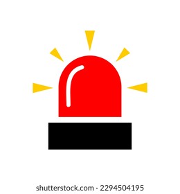 Red alarm siren emergency fighing light icon flat vector design
