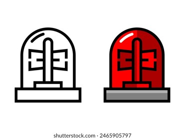 Red alarm siren emergency fighing light icon flat vector design