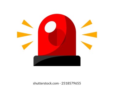 Red alarm siren emergency fighing light icon flat vector design