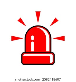 Red alarm siren emergency fighing light icon flat vector design