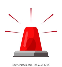 Red alarm siren icon. Emergency flasher. Police or ambulance flasher isolated on transparent background. Flat vector illustration.