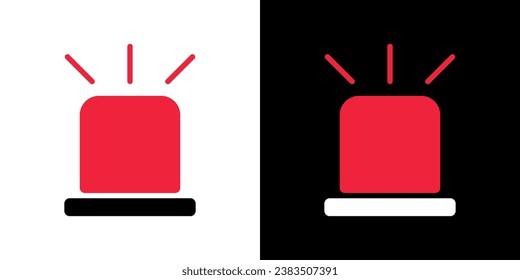 Red alarm vector icon. Simple siren design illustration.