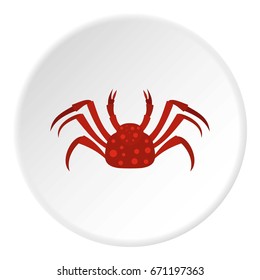Red Alaska crab icon in flat circle isolated vector illustration for web