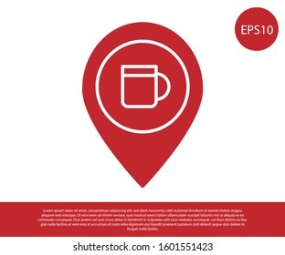 Red Alcohol or beer bar location icon isolated on white background. Symbol of drinking, pub, club, bar.  Vector Illustration