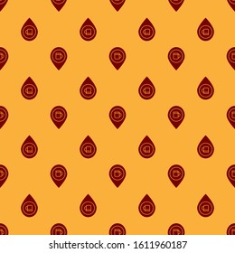 Red Alcohol or beer bar location icon isolated seamless pattern on brown background. Symbol of drinking, pub, club, bar.  Vector Illustration