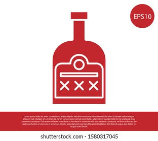 Red Alcohol drink Rum bottle icon isolated on white background.  Vector Illustration