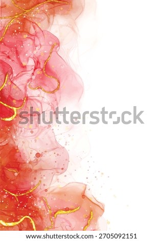  Red alcohol ink agate texture with gold accents forming an elegant abstract frame.