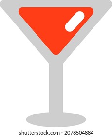 Red alcoholic coctail, illustration, vector, on a white background.