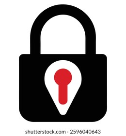 Red alert lock icon featuring a black padlock symbol ideal for cybersecurity warning concepts