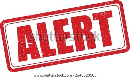 Red Alert Rubber Stamp in Grunge Vector in Round Double Border, Transparent Background