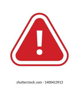 Red alert sign vector icon, warning and exclamation symbol. Triangle with rounded borders and exclamation mark.