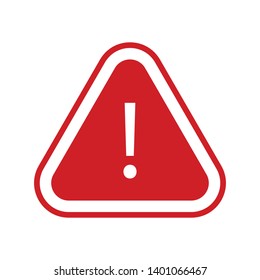 Red alert sign vector icon, warning and exclamation symbol. Triangle with rounded borders and exclamation mark.