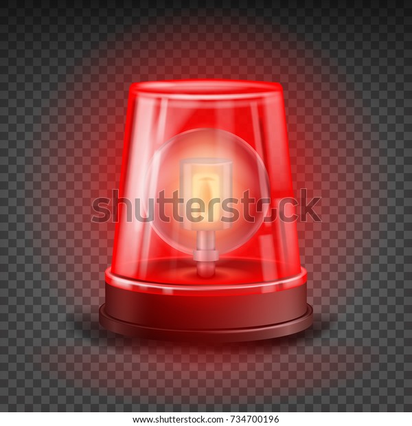 Red\
Alert Siren Vector. Light Flasher  Object. Red Alert Emergency\
Effect. Beacon For Police Cars Ambulance, Fire Trucks. Realistic\
Flashing Siren. Transparent Background\
Illustration